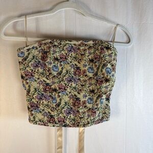 Fashion Nova Floral Crop Top Corset Style - Purple and Blue